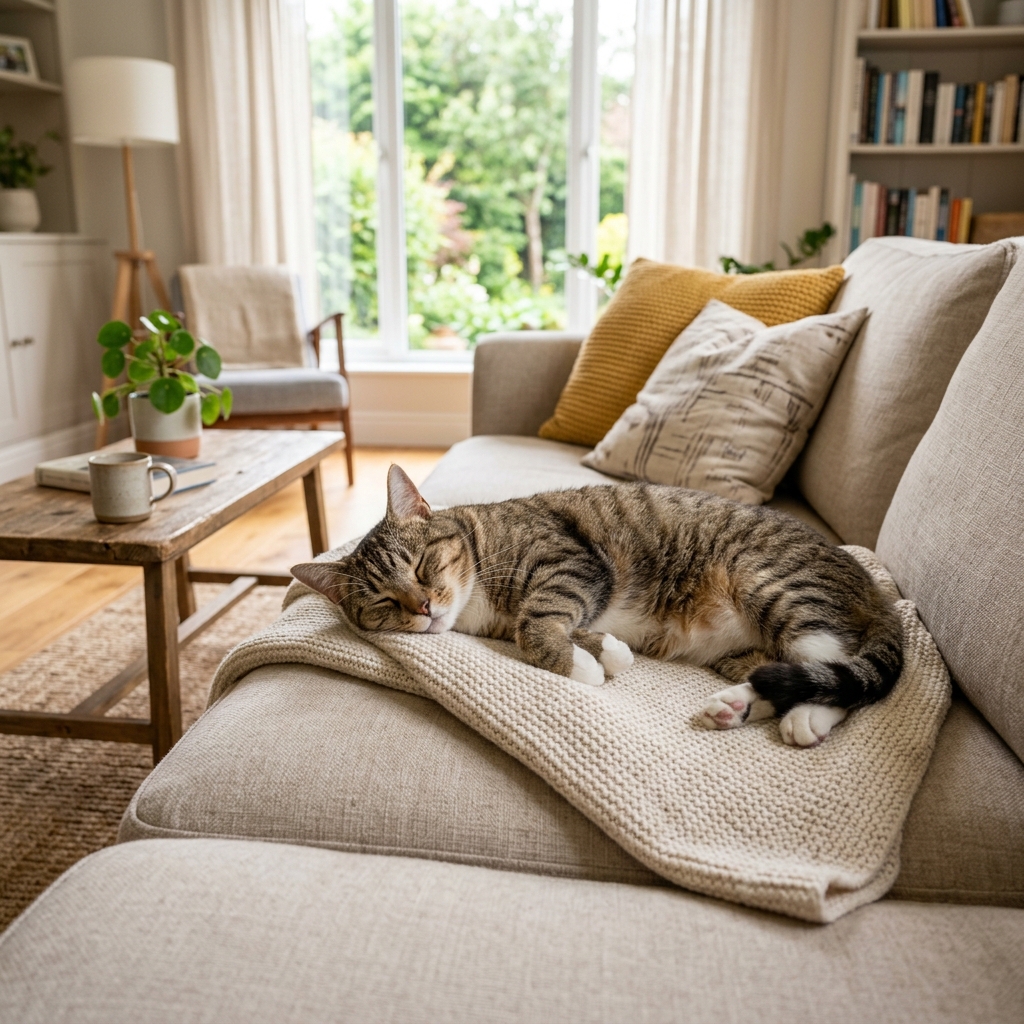 Happy cat in a home environment